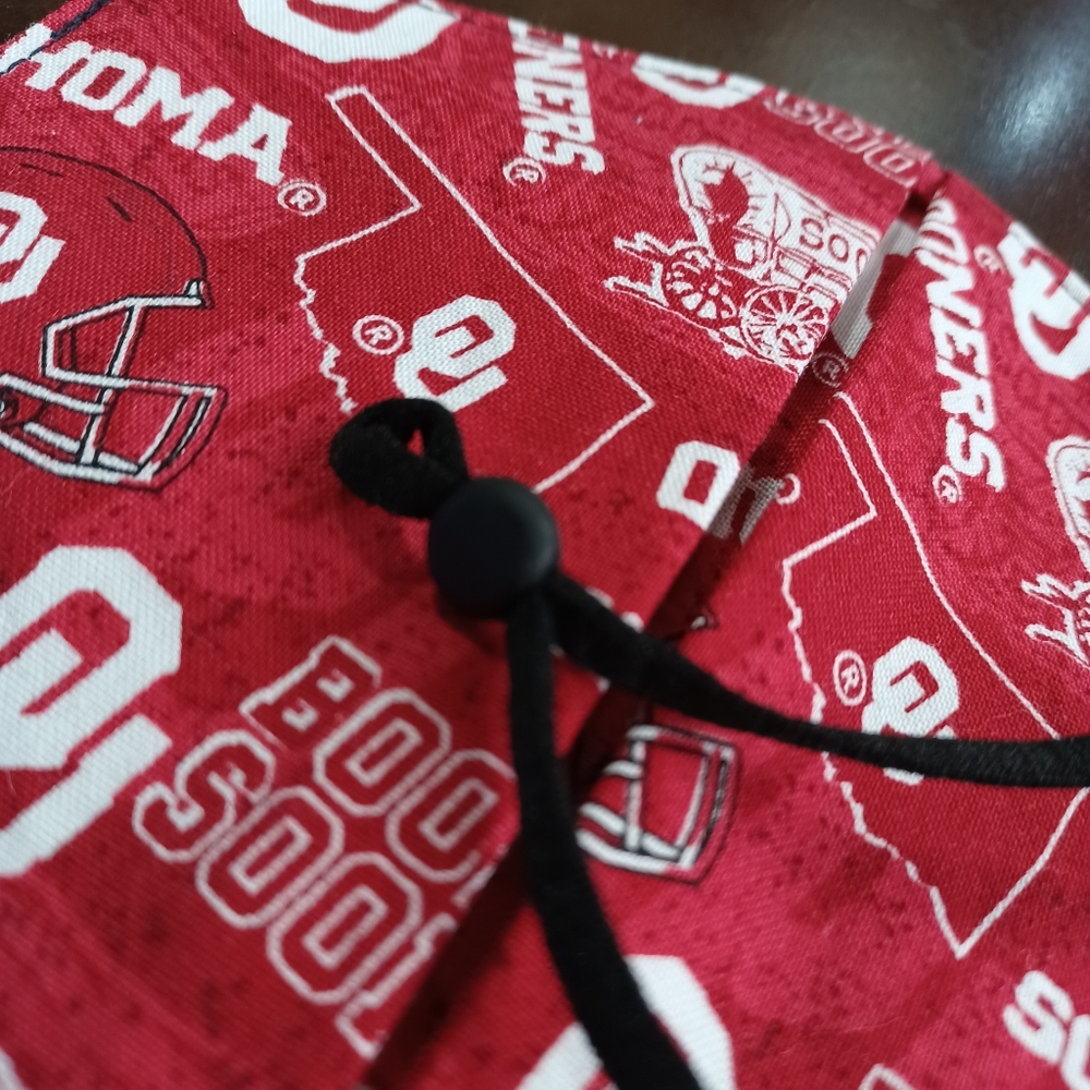 Handmade Facemask Oklahoma Sooners Adjustable and Reversible Cotton - Picture 1 of 5